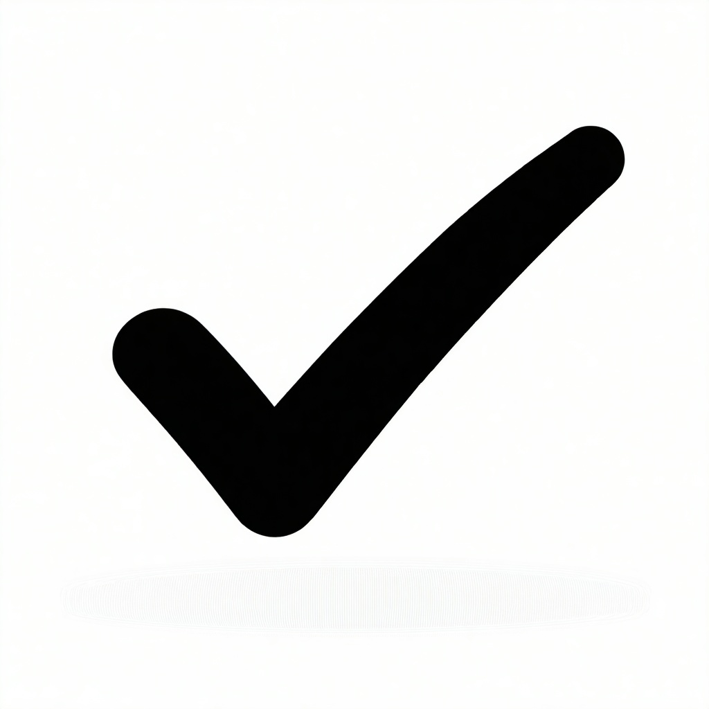 check mark icon in the color white with transparent background