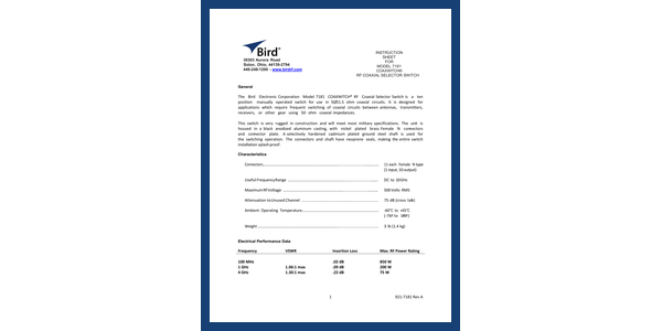 Cover of 7181 Coaxwitch Manual