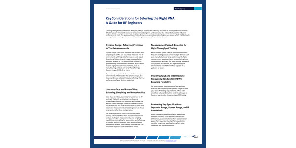 Cover of Bird Key Considerations for Selecting the Right VNA App Note