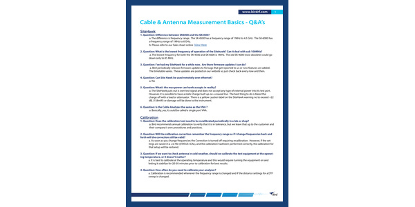First page of Cable & Antenna Measurements FAQ