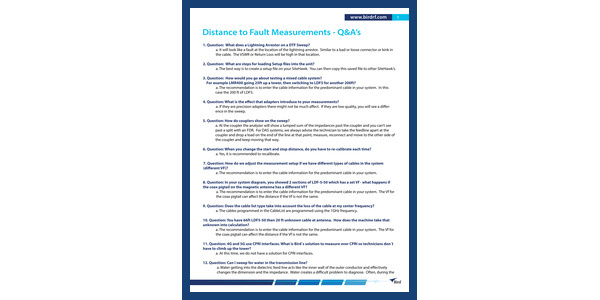 First page of Distance to Fault FAQ