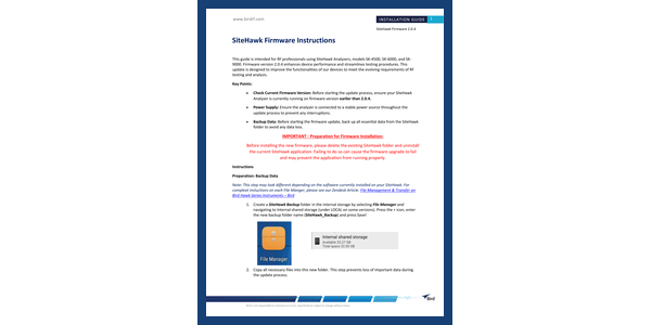Cover of SiteHawk Firmware Instructions