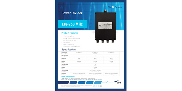 Cover of RF Power Dividers Datasheet